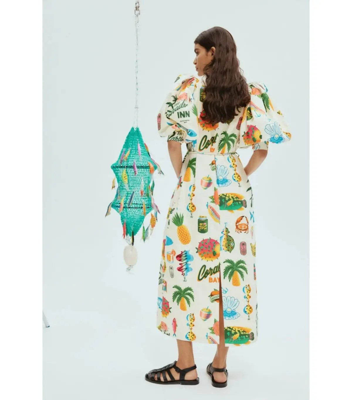 Alémais Samaki Puff Sleeve Midi Dress Print Size AU 12 photo 5