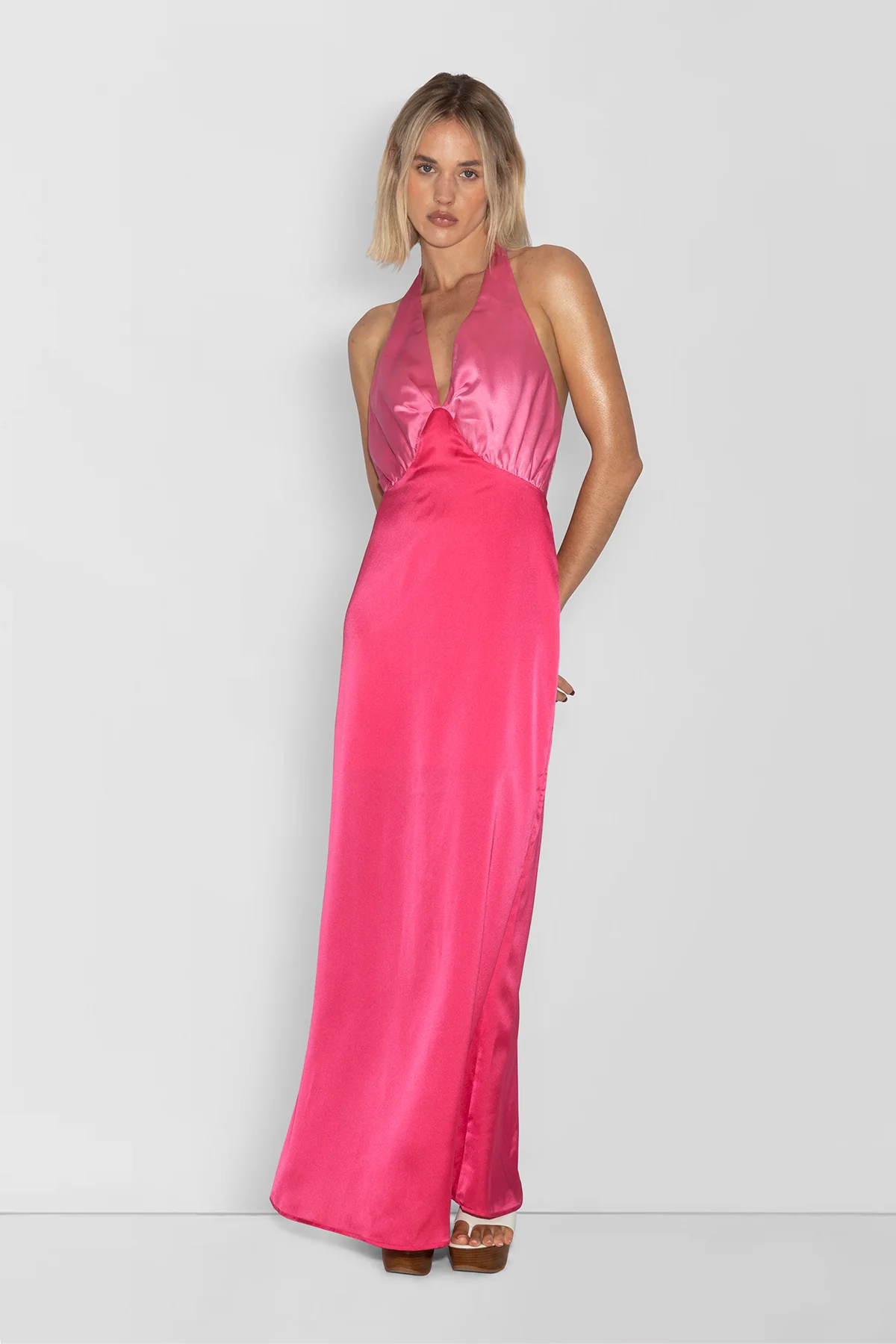 THE WOLF GANG OAHU SLIP DRESS - HOT PINK photo 5
