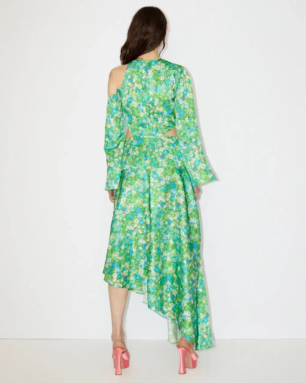 Alemais Cassandra Cut Out Midi Dress Green Floral Size 10 photo 2