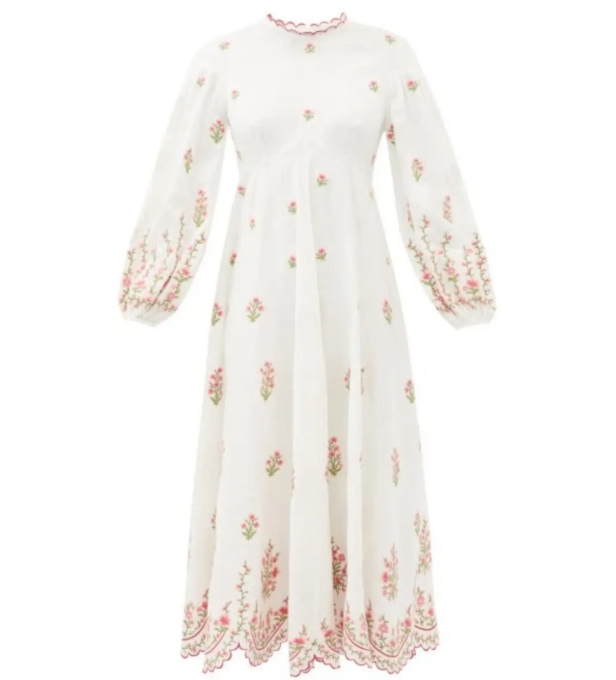 Zimmermann Poppy Floral-Embroidered Linen-Blend Midi Dress White Size 3/AU 14 photo 7