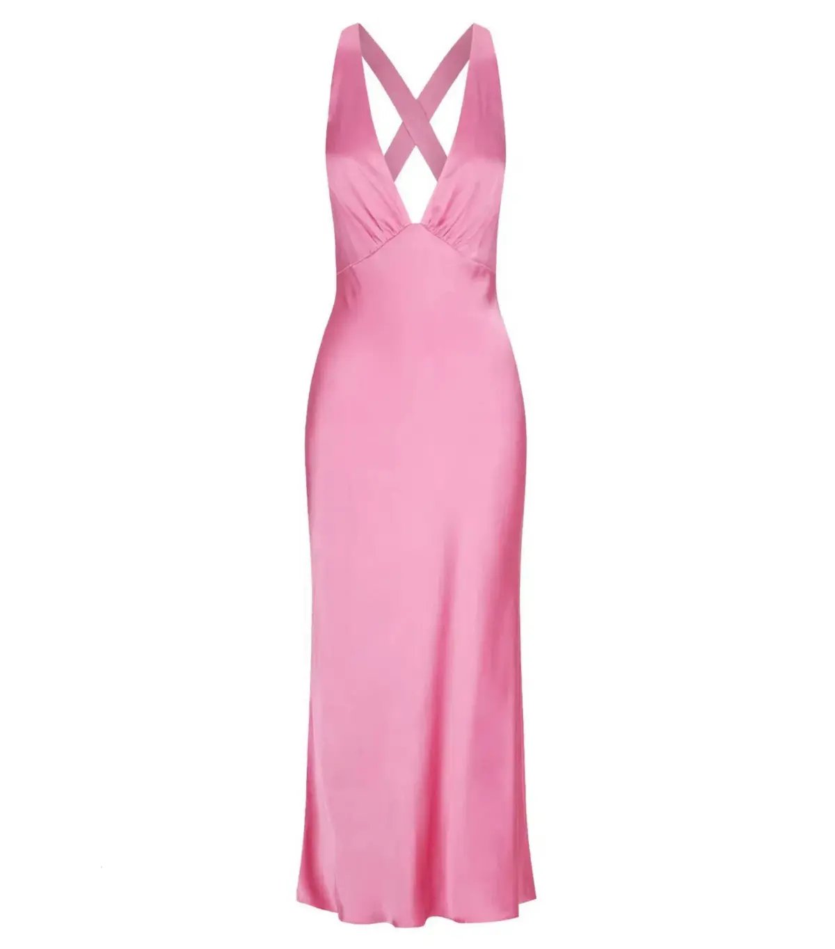 Shona Joy Arienzo Plunged Cross Back Midi Dress Pink Size AU 10 photo 5