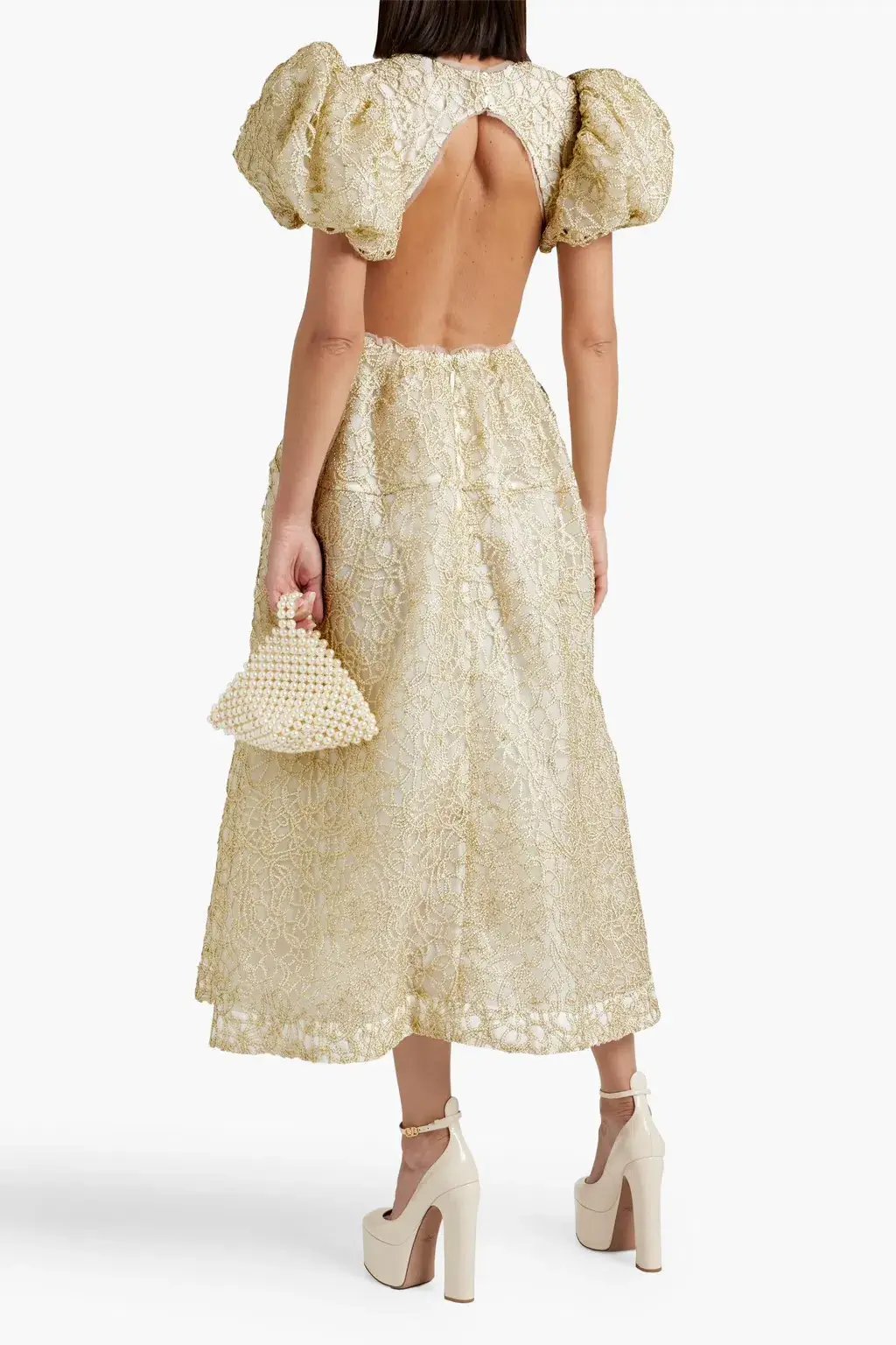 Aje Patina Lace Midi Dress Gold Size AU 16 photo 2