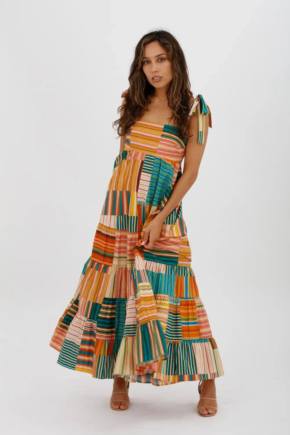 Alemais  Sloane Tiered Midi Dress Multi Size 10 photo 4