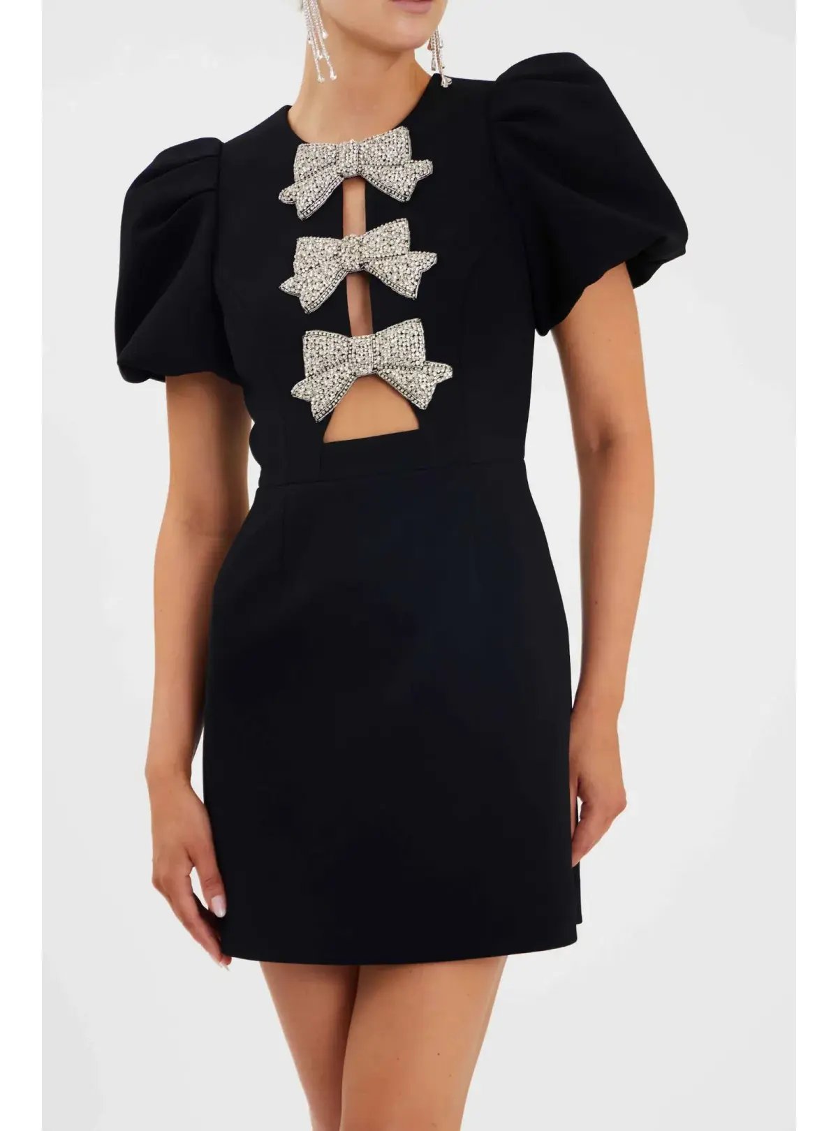 Rebecca Vallance Juliana Puff Sleeve Mini Dress in Black Size AU 8 photo 2
