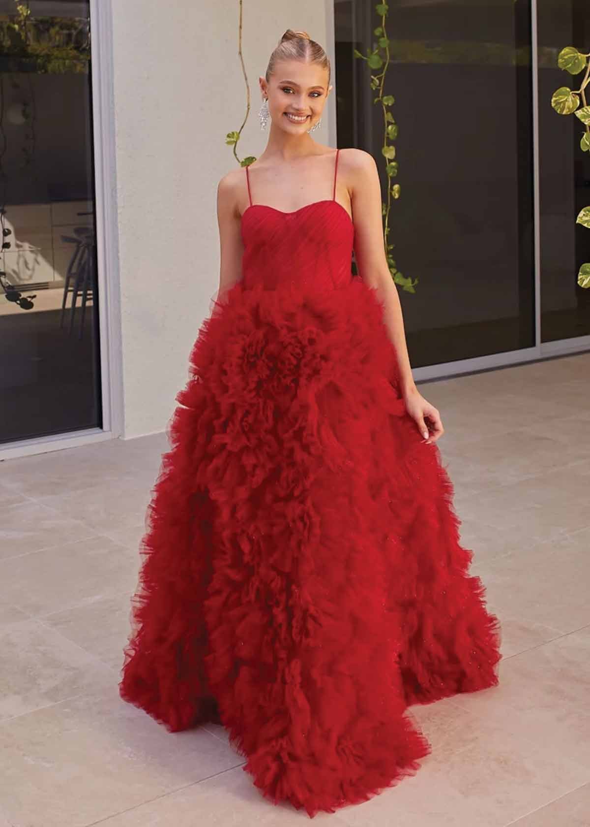 Devere Gown in Ruby Red photo 3