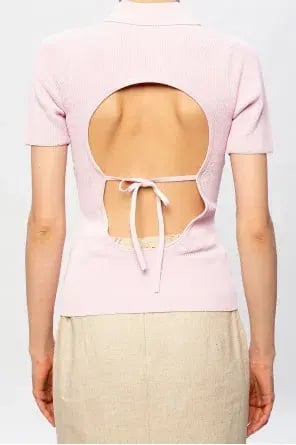 Jacquemus Ribbed Polo Top With Open Back Pink Size 32 / AU 4 photo 3