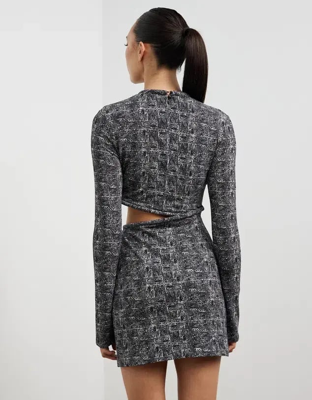Camilla And Marc Cyrus Long Sleeve Mini Dress Grey Size 10 photo 3