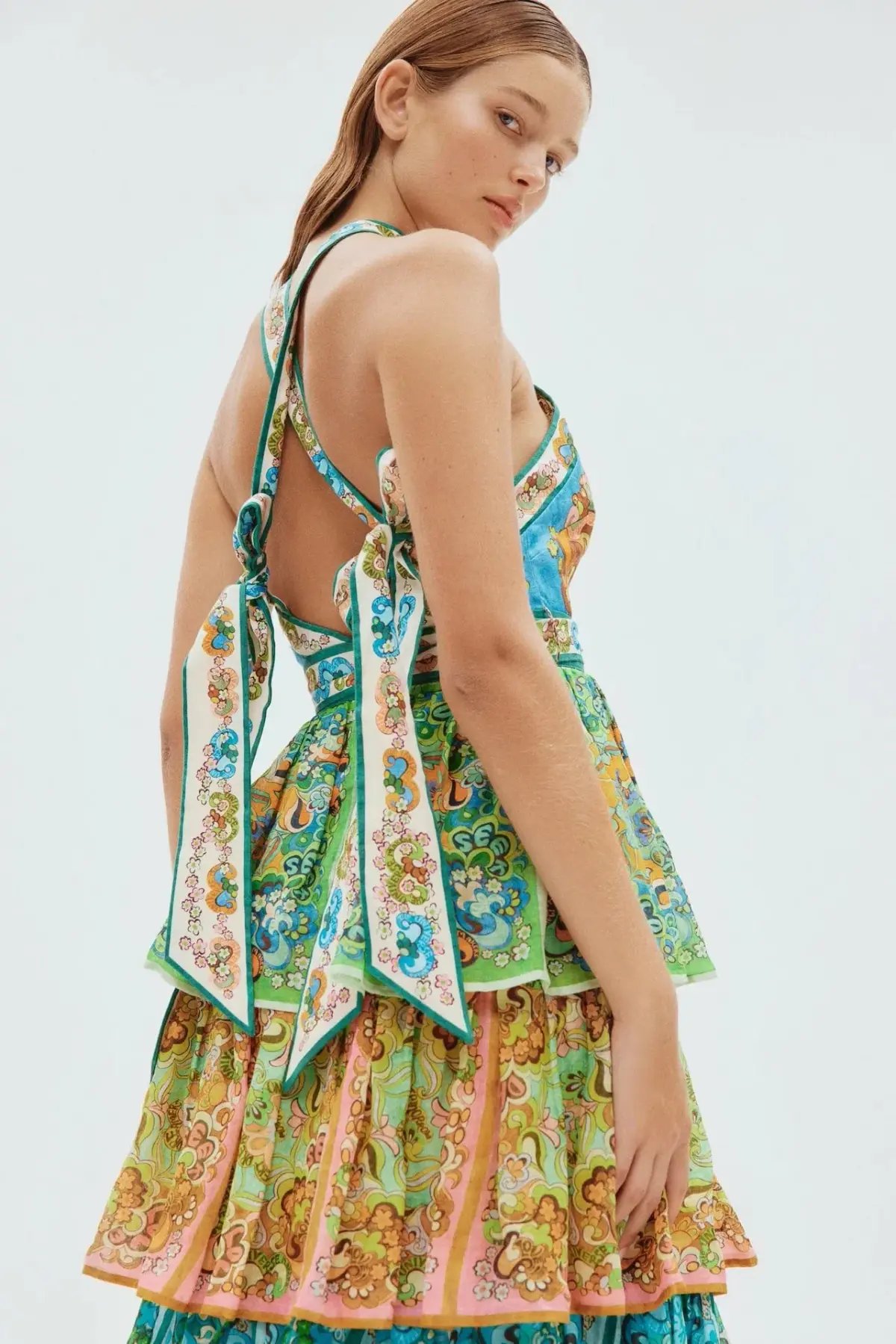 Alemais Dreamer Halter Tier Midi Dress Multi Size 8 photo 2