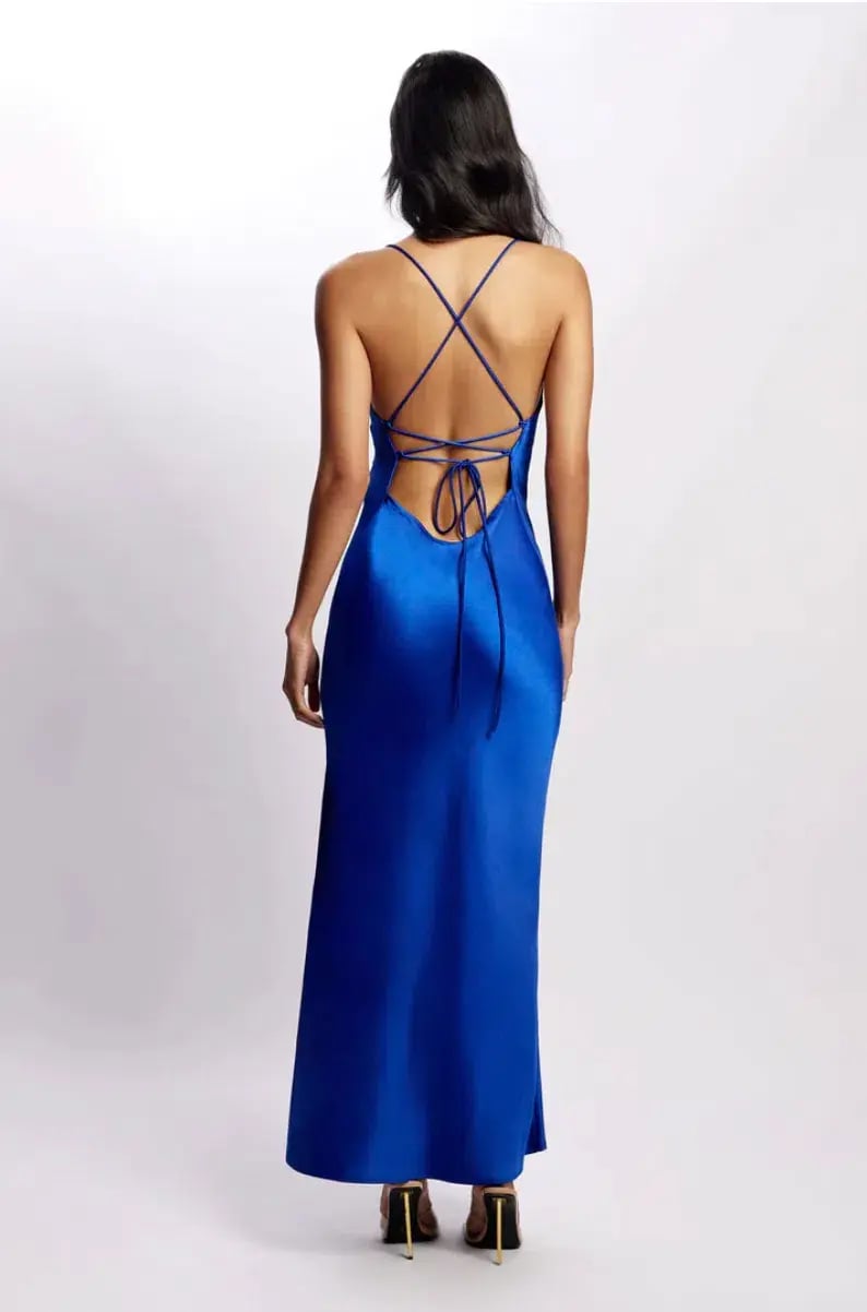 MESHKI Sydney Straight Neck Slip Maxi Dress Cobalt Blue in Size M / AU 10 photo 4