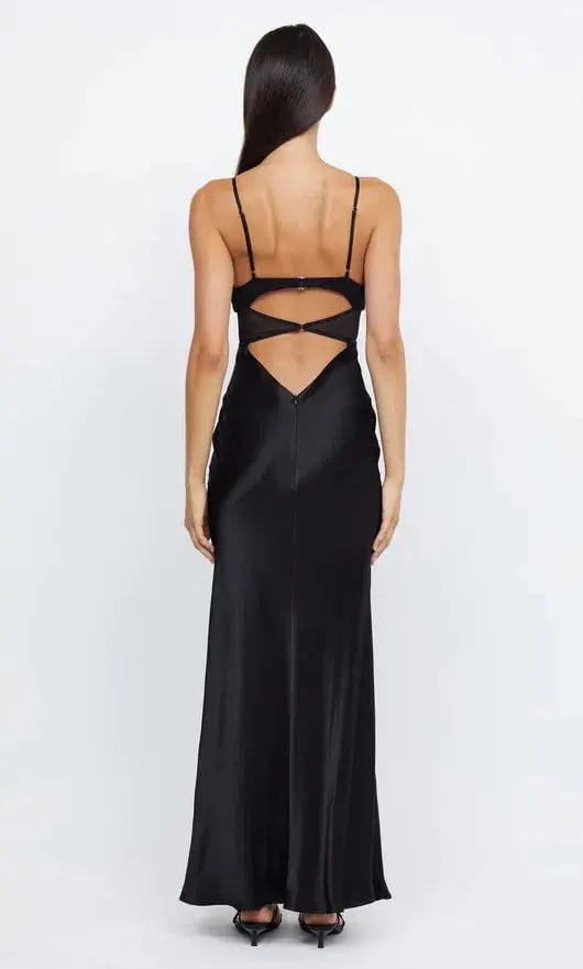 Bec & Bridge Ashton Cut Out Mesh Maxi Dress in Black Size 6 AU photo 3