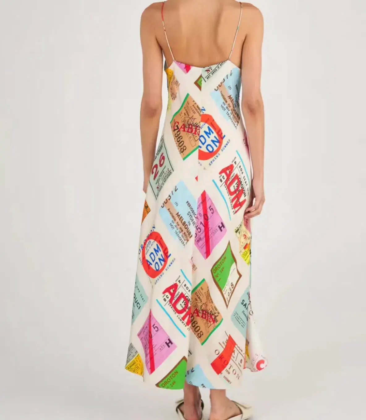 Oroton Ticket Print Slip Dress Print Size 8 photo 2