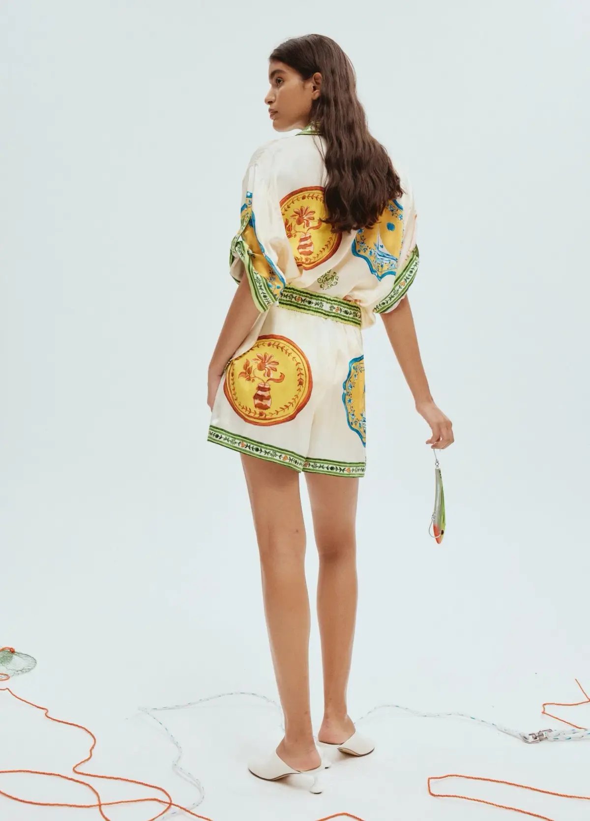 Alemais Porcelain Silk Shirt Size 6 and Shorts Size 4 Set Multi photo 3