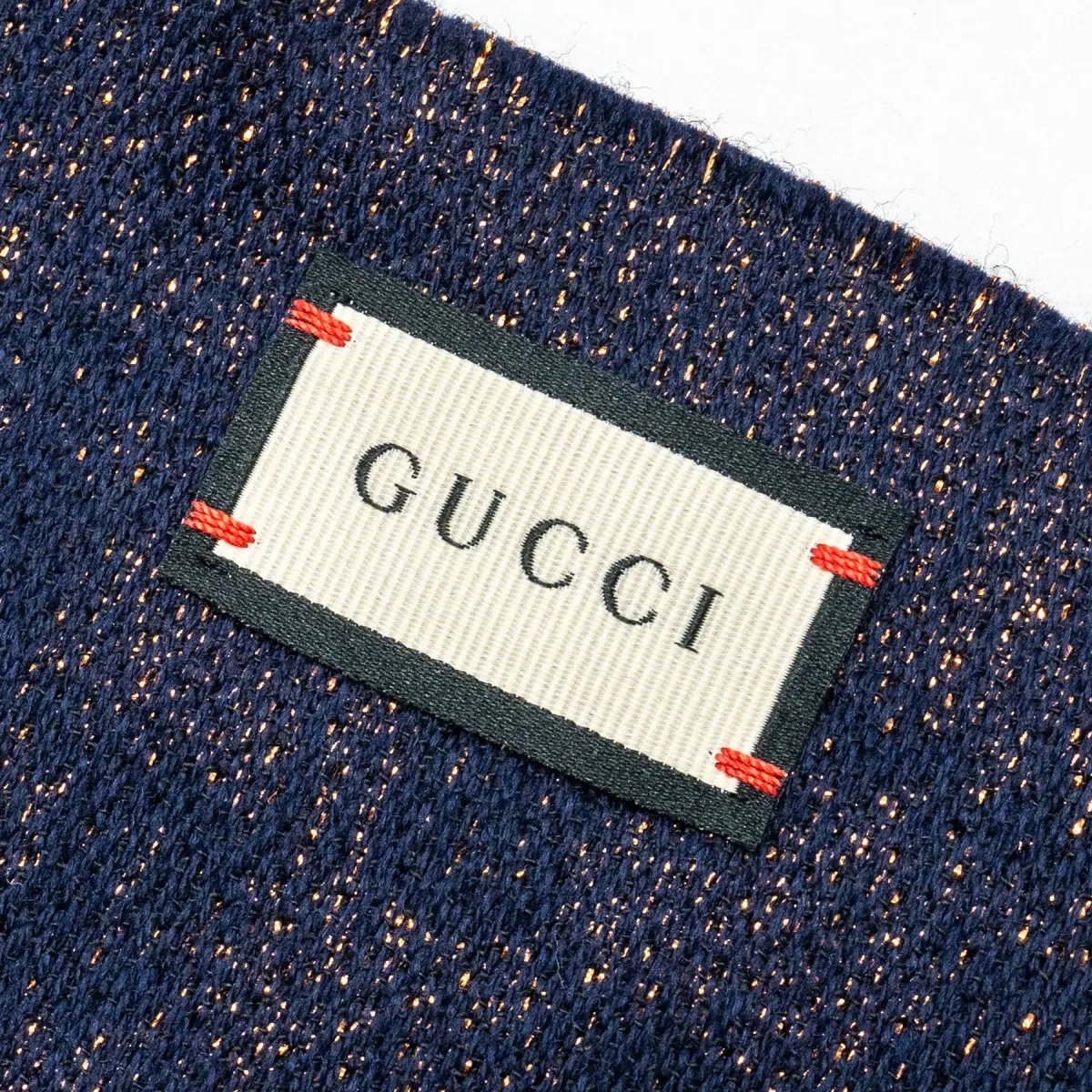 Gucci Metallic GG Wool Scarf Navy Bronze photo 3