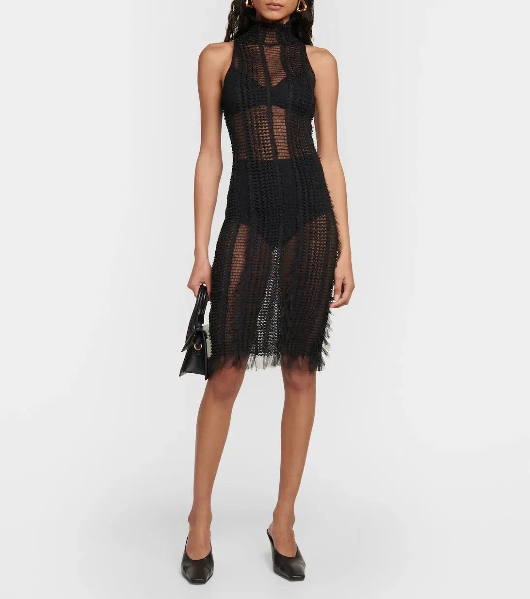 Roberta Einer Angel Sheer Mini Dress Black Size 6 photo 3