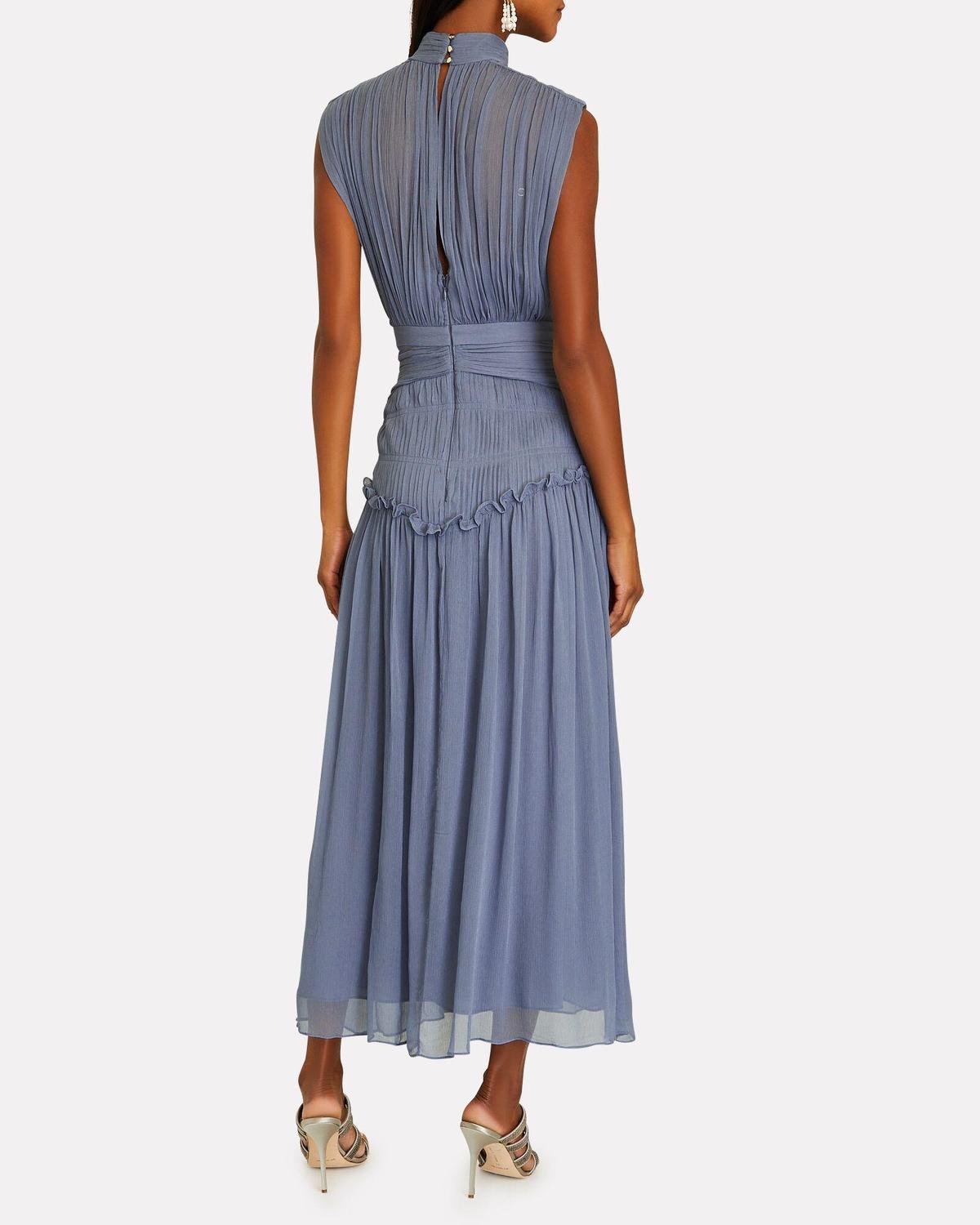 Shona Joy Kayla High Neck Midi Dress Blue Size 8 photo 3