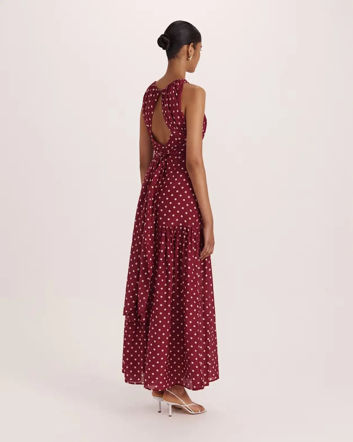 Saba Tilda Silk Cotton Maxi Dress Burgundy Size 8 photo 2