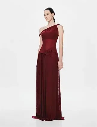 MISHA Sisal Mesh Maxi Dress Wine 8/S photo 4
