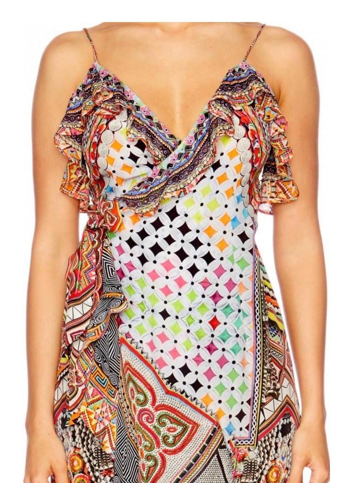 Camilla Girls Club Wrap Frill Midi Dress Multi Size 10 photo 3
