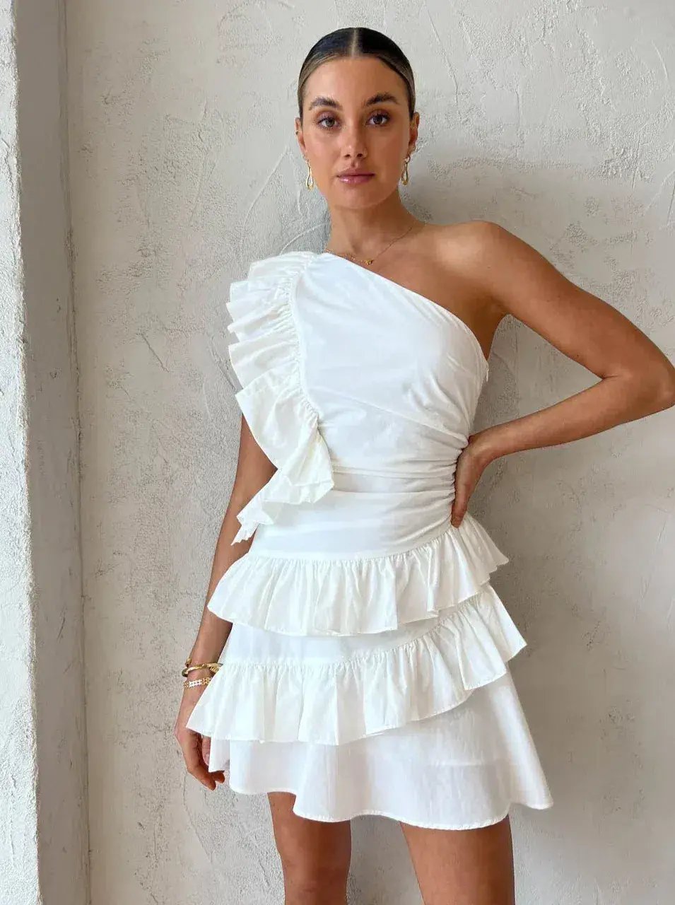 By Nicola Adrift Frill Mini Dress White Size 6 photo 2
