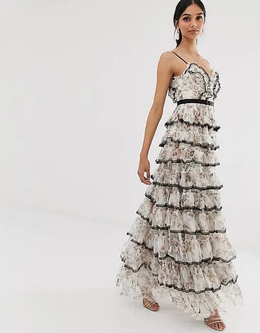 Needle and Thread Garland Marie Ruffled Tulle Gown Floral Size 8 photo 2