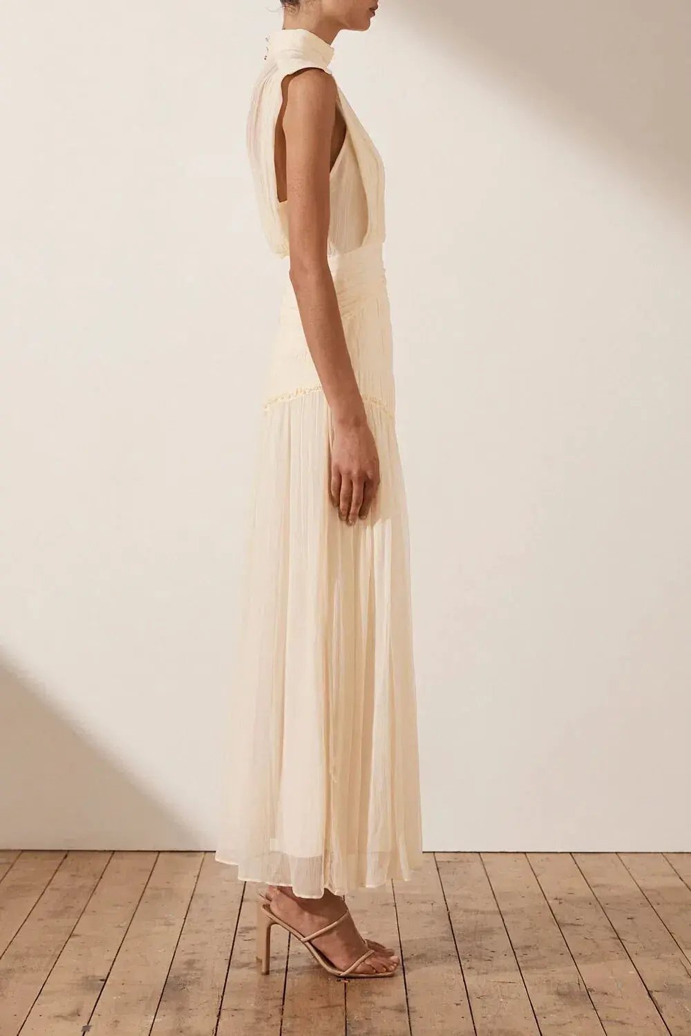 Shona Joy Clemence High Neck Dress Cream Size 12 photo 2