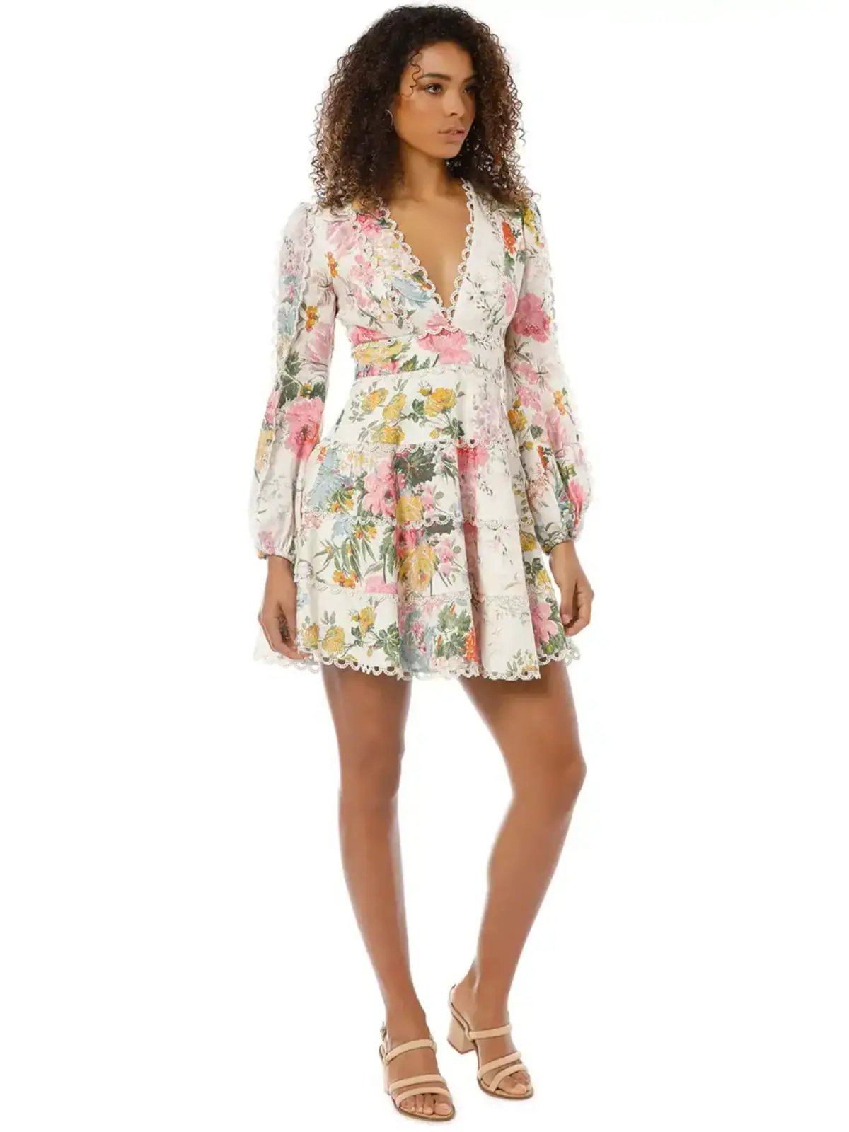 Zimmermann Heathers Flounce Short Dress Floral Print Size 1 / AU 10 photo 2