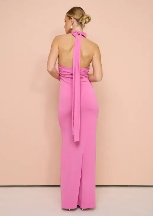 Sofia The Label Wildflower Halter Gown In Pink Size AU 10 photo 3