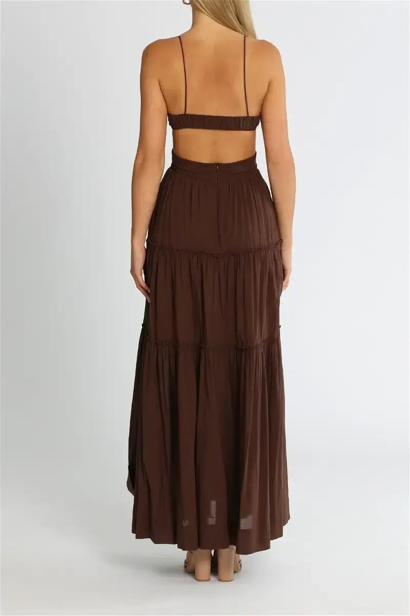 Bec & Bridge Carla V Maxi Dress in Chocolate Brown Size 8 photo 3