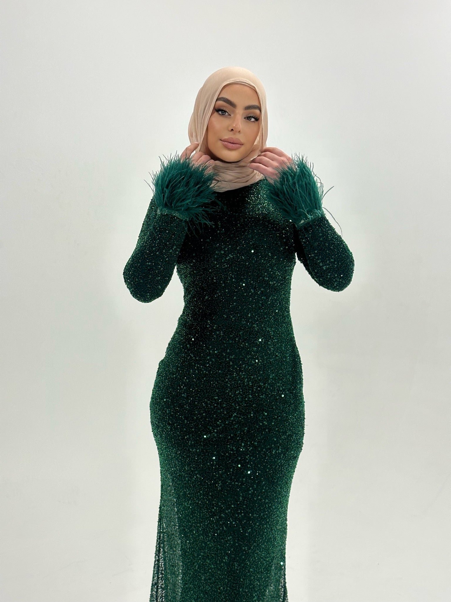 LINA FEATHER BY MY SECRET WARDROBE EMERALD NAVY photo 2