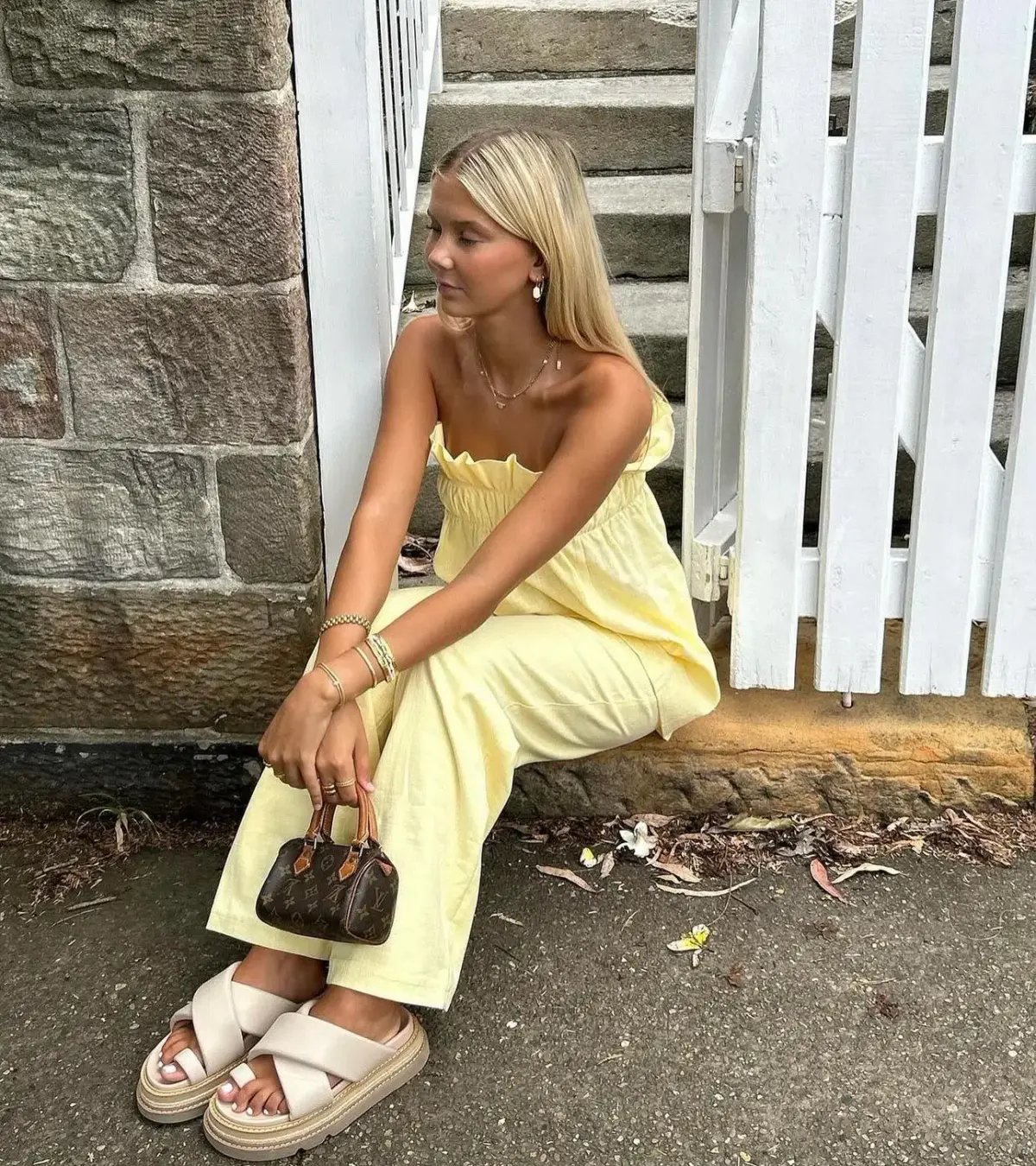 The Waiting Room The Greta Top and Greta Pants Set In Butter Yellow Size S/Au 8 photo 3