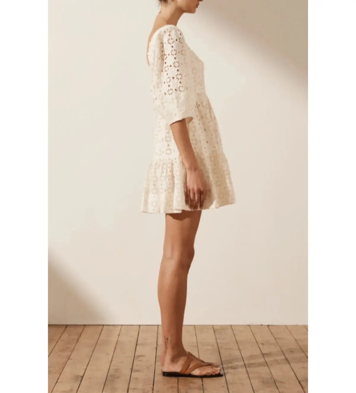 Shona Joy Fryda Broderie Anglaise Mini Dress Cream Size S / AU 8 photo 2