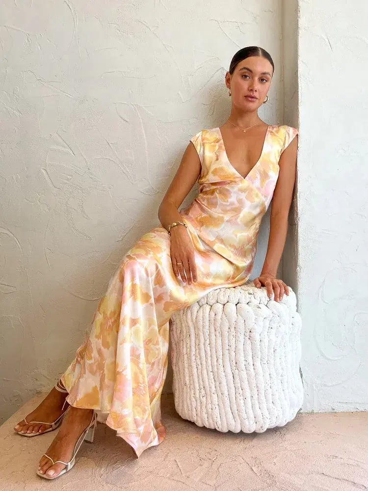 Bec & Bridge Indi V Maxi Dress Floral Haze Size AU 8 photo 4
