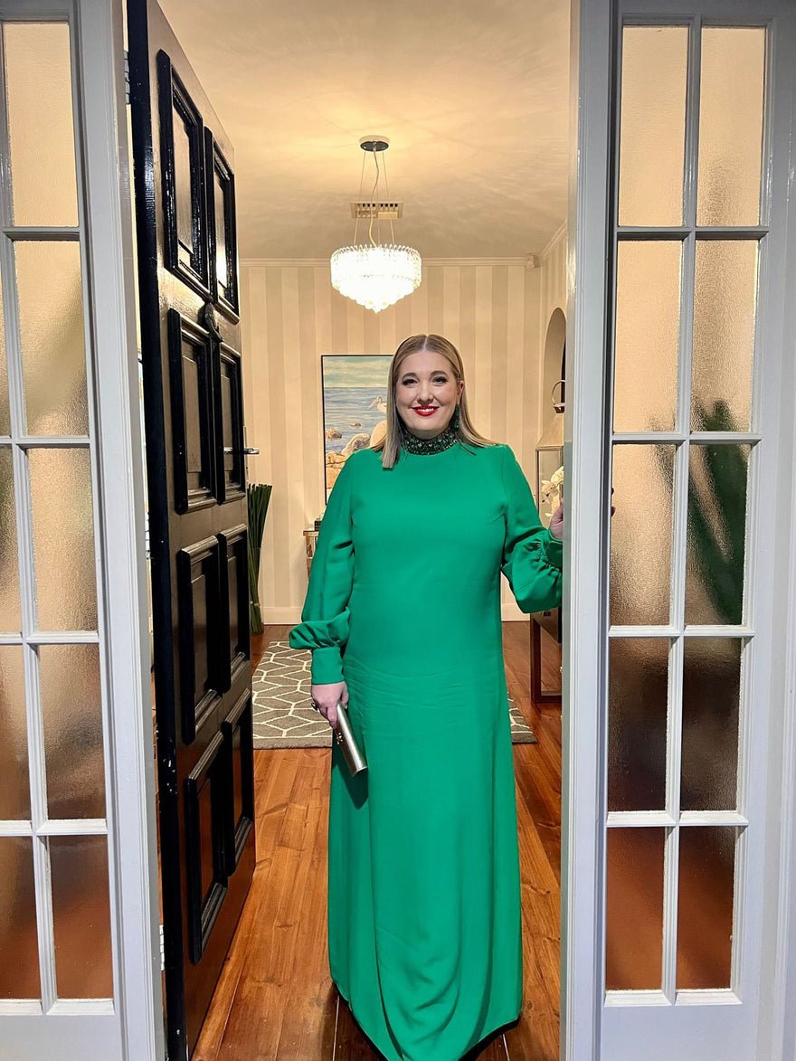 Andrew Gn Crystal Embellished Crepe Gown, Green photo 4