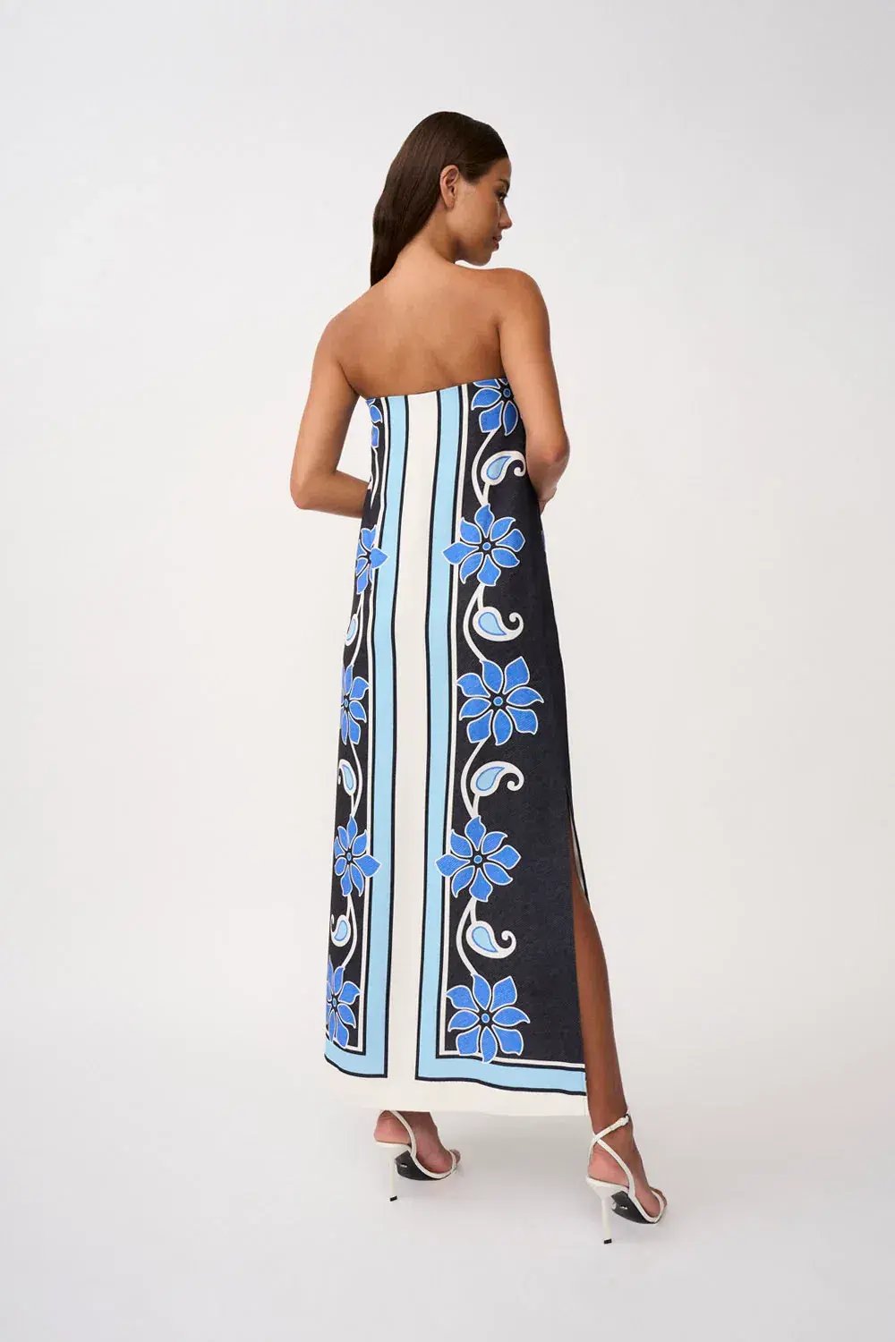 By Johnny Azure Granada Dress in Aqua Navy Ivory Size 12 photo 3