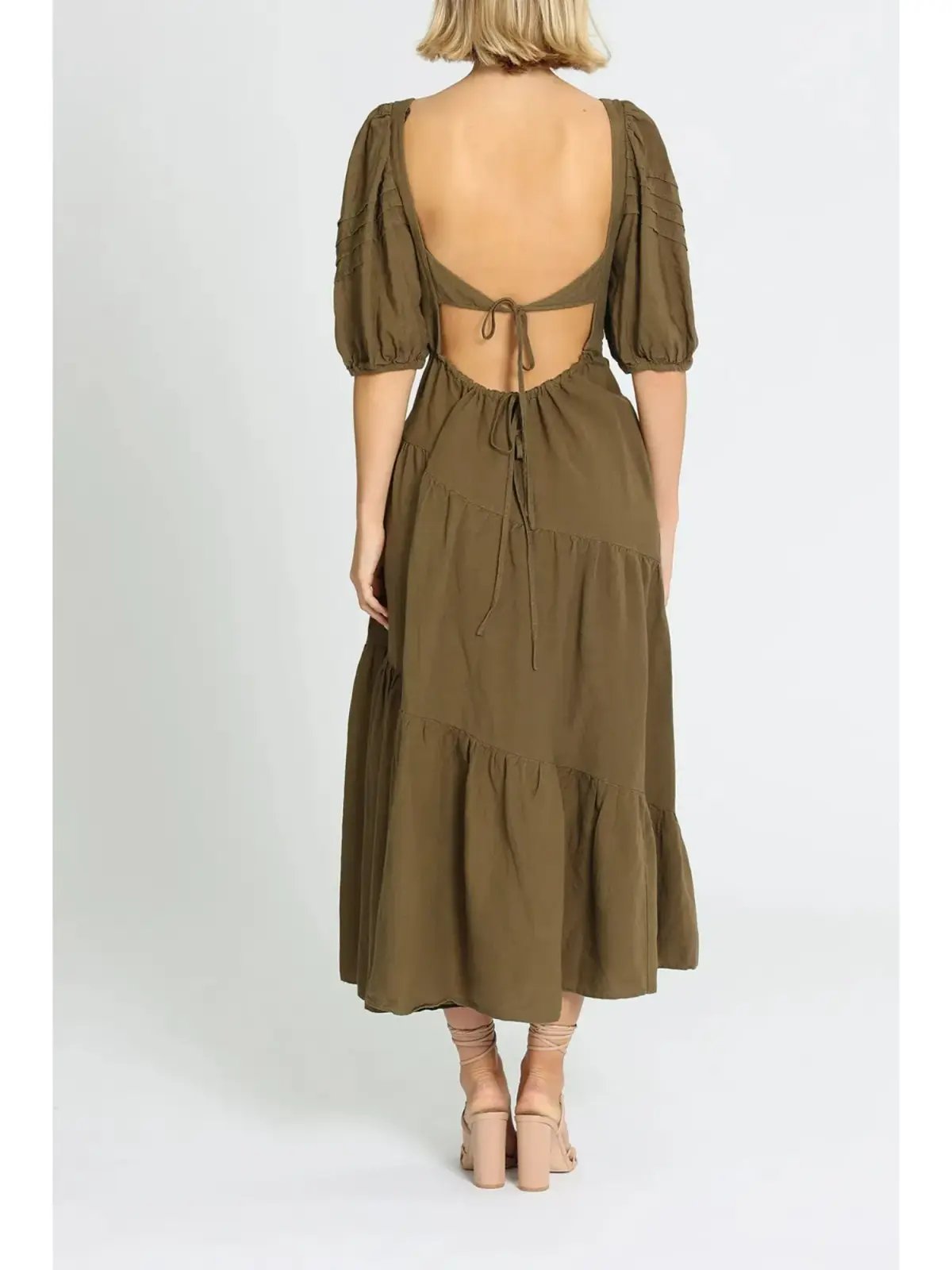 Shona Joy Juliana Midi Dress in Khaki Size AU 8 photo 3