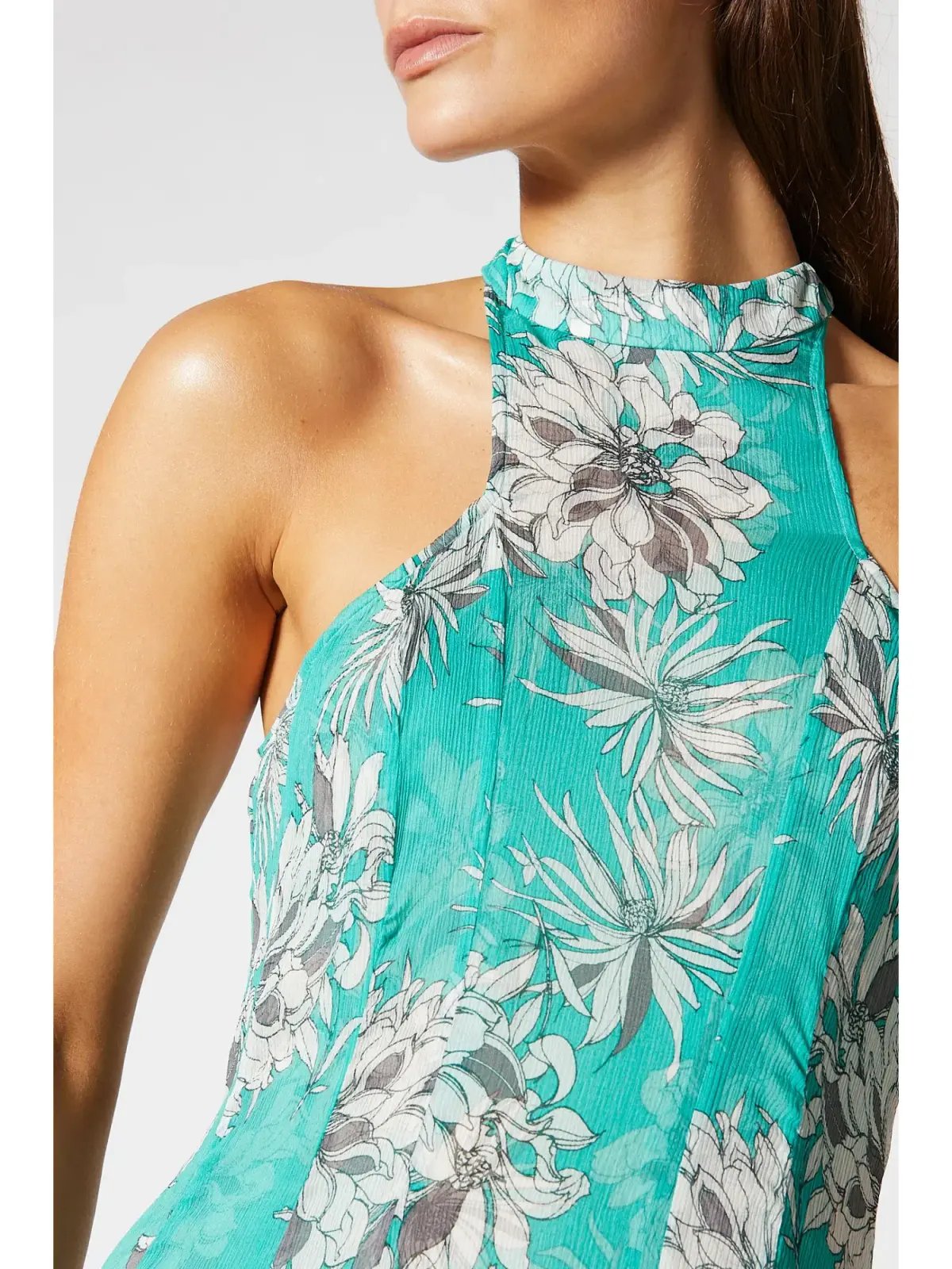 Scanlan Theodore Silk Georgette Floral Dress Spearmint Size AU 12 photo 3