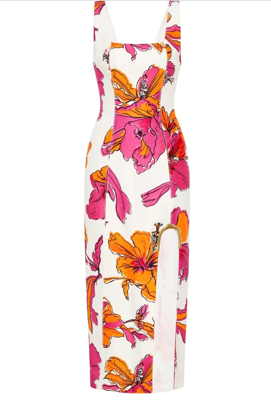 Aje Flourish Midi Dress Vivid Hibiscus Size 6 photo 7