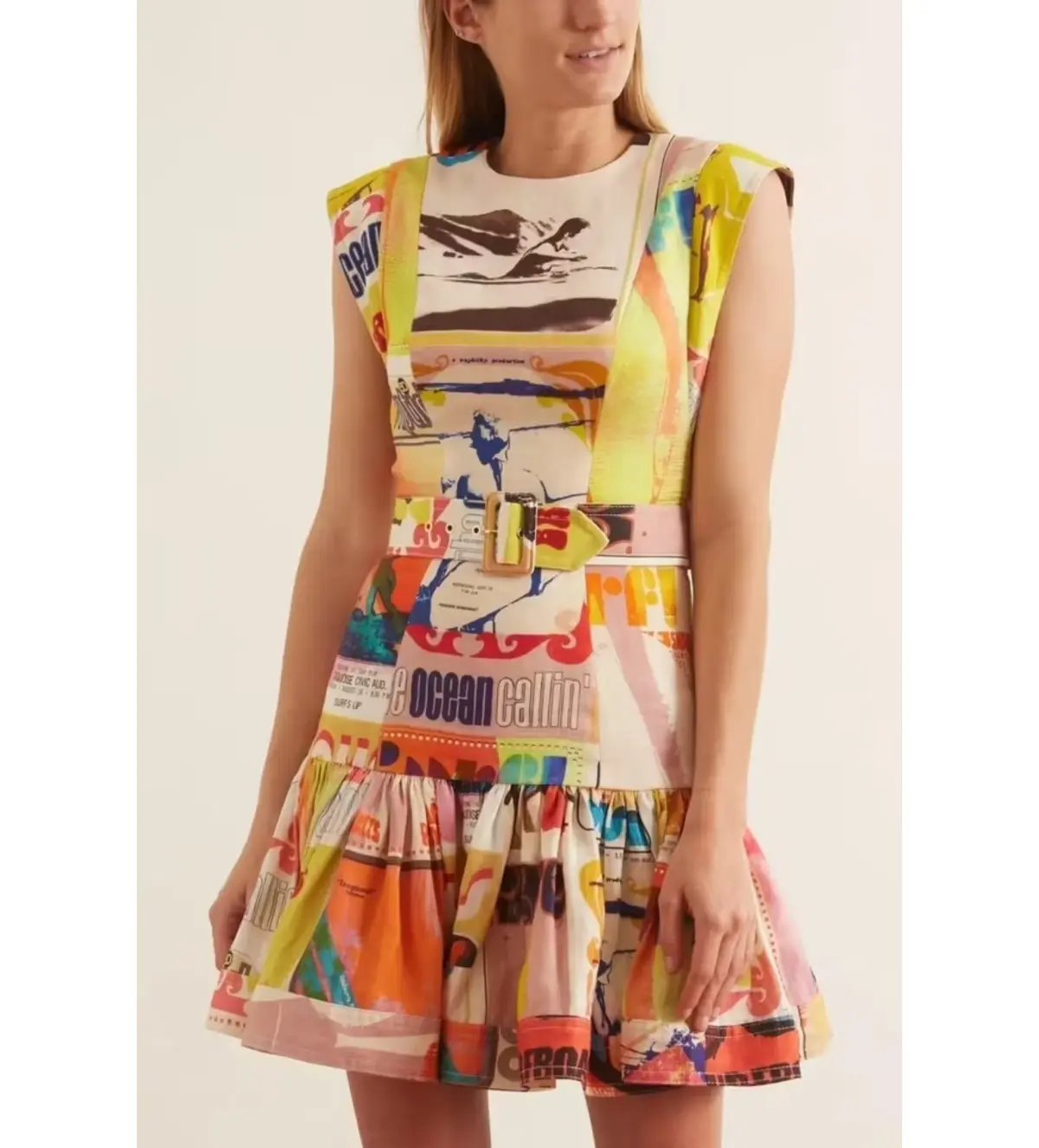 Zimmermann Brightside Fluted Mini Dress Multi Print Size 3/AU 14 photo 3