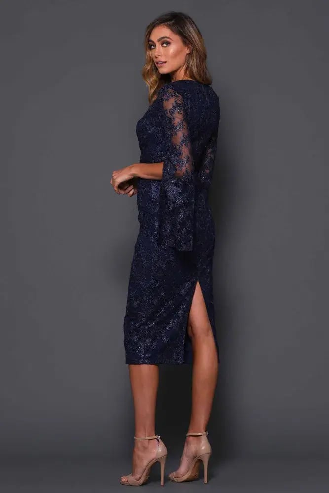 Elle Zeitoune Matisse Midi Dress Midnight Blue Size 12 photo 3
