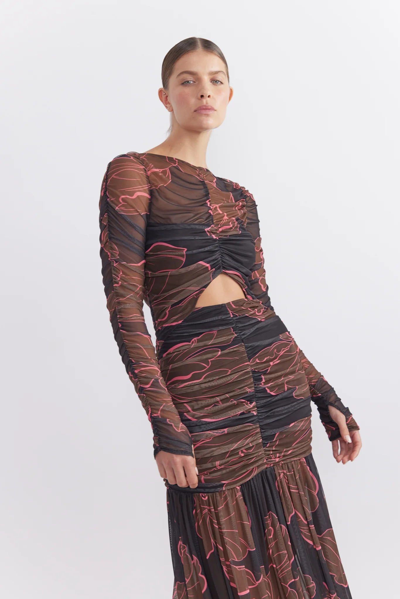 PASDUCHAS ROSETTA HOURGLASS MIDI - DARK FLORAL photo 2