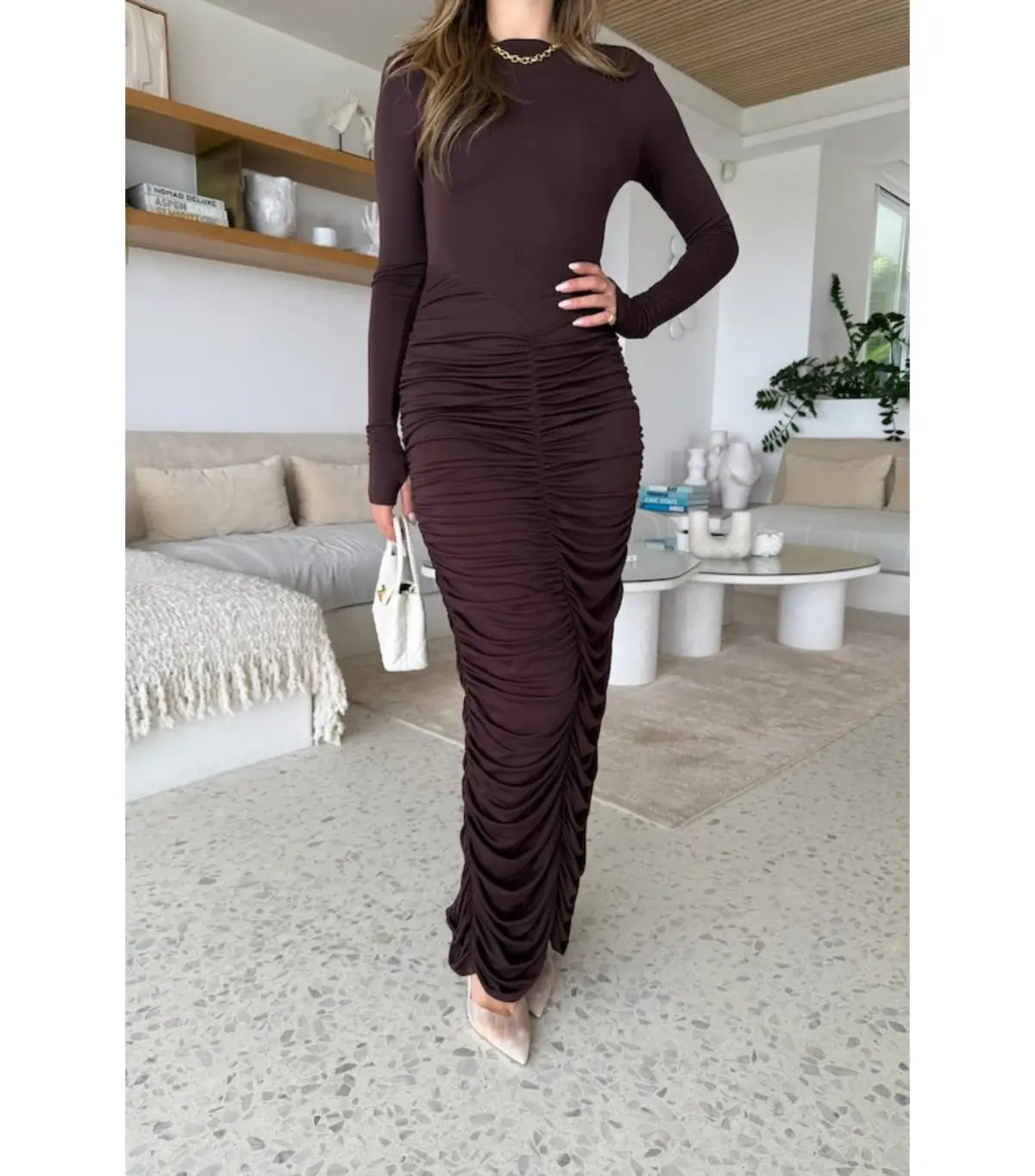 Sneaky Link Caterina Midi Dress Chocolate Size Medium / AU 10 photo 2