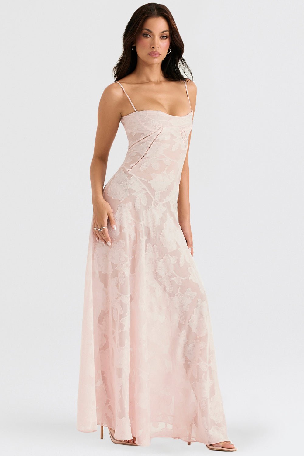 HOUSE OF CB SEREN FLORAL LACE BACK MAXI DRESS - SOFT PINK photo 5