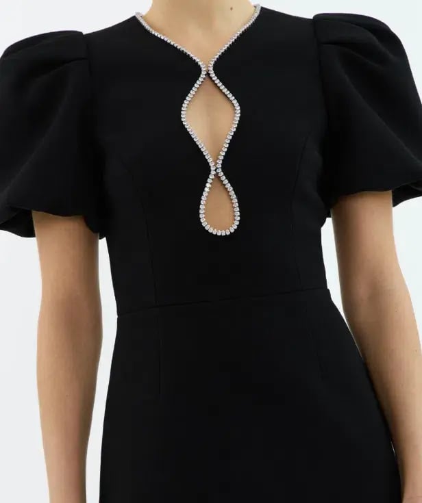 Rebecca Vallance Estella Puff Sleeve Mini Dress Black Size AU 4 photo 4