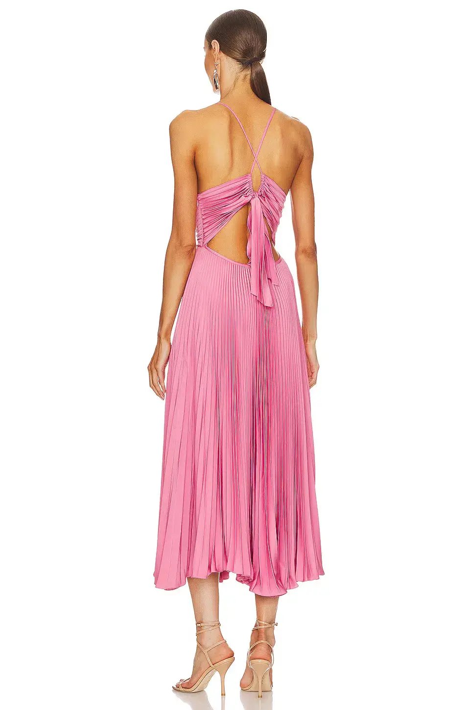 A.L.C. Gemini Pleated Tie Back Long Dress Chateau Rose Pink Size AU 10 photo 2