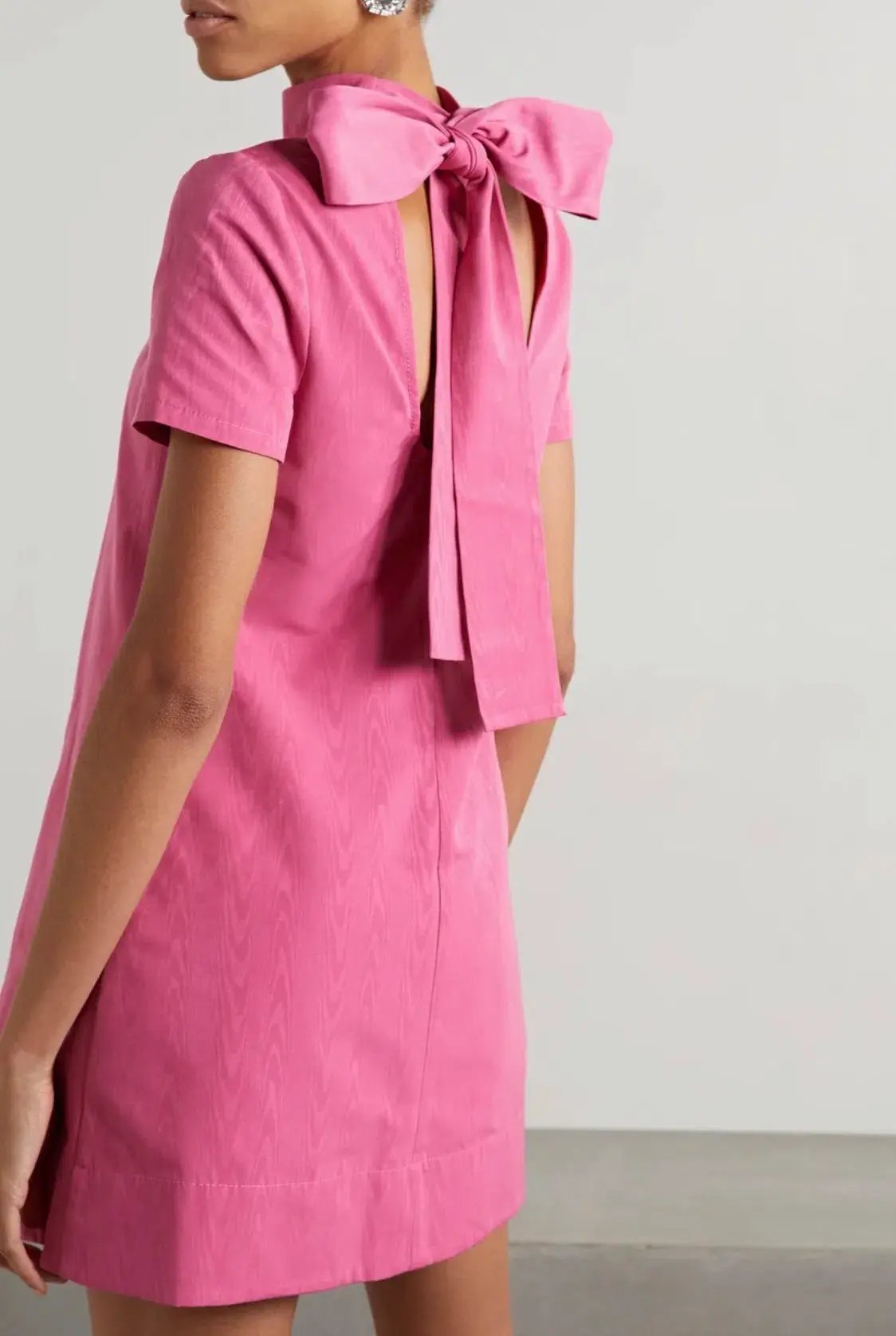 Staud Mini Ilana Bow Neck Dress Pink Size M/AU 10 photo 4