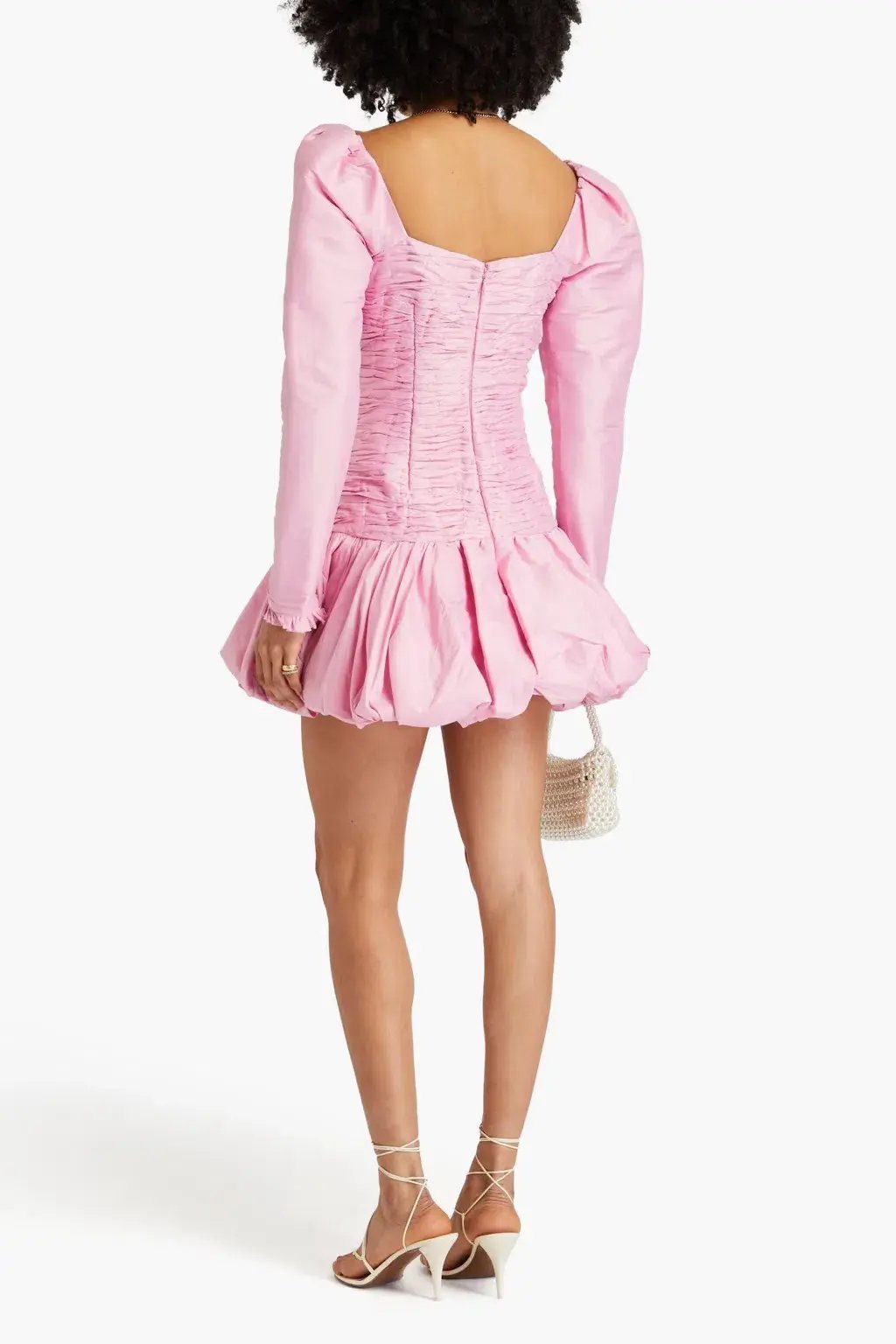 Aje Bijou Ruched Long Sleeve Mini Dress in Bonbon Pink Size 12 photo 2