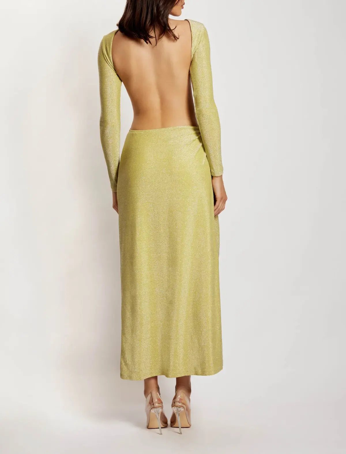 Meshki Christina Backless Maxi Wrap Dress Green Shimmer Size S / AU 8 photo 3