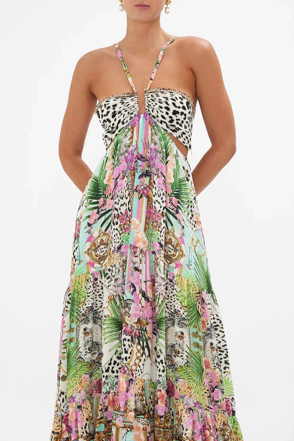 Camilla Dear Amore Mio Gathered Cut Out Dress Print Size L / AU 14 photo 4