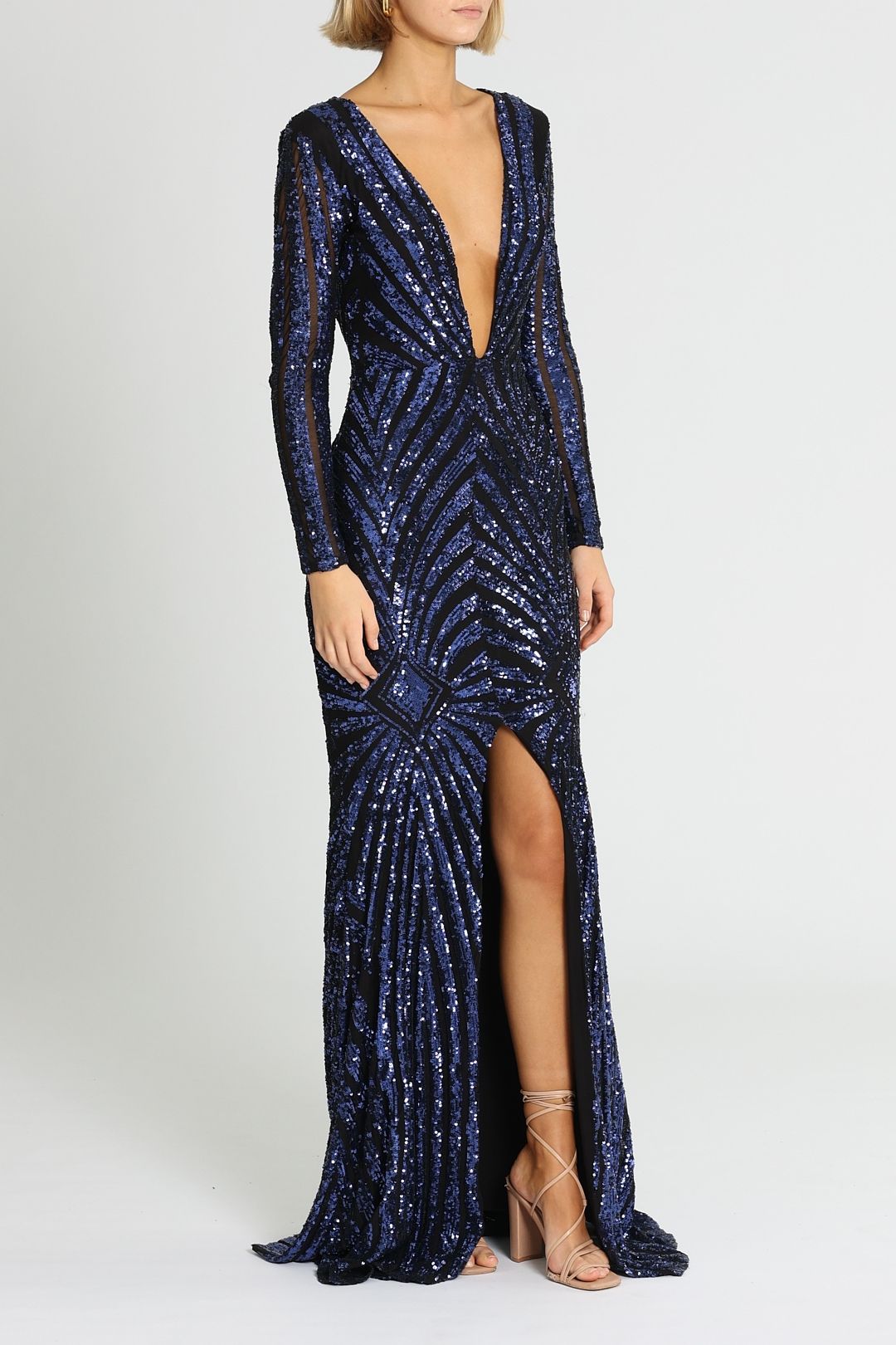 Art Deco Sequin Gown - Navy photo 2