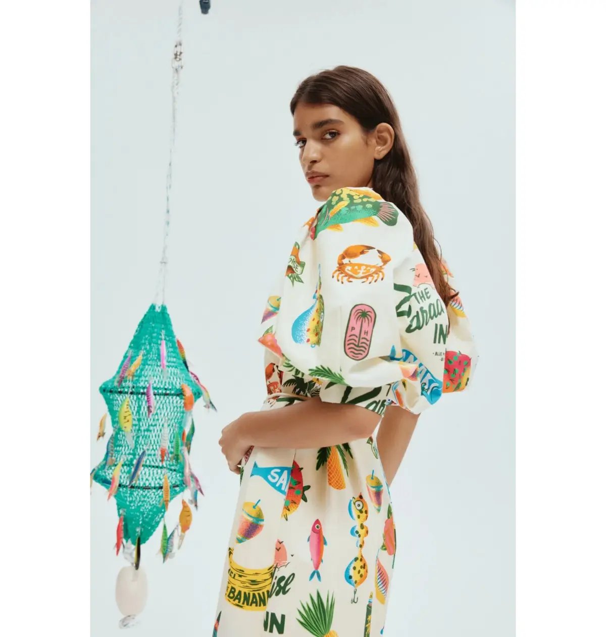 Alemais Samaki Puff Sleeve Midi Dress in Multi Size AU 14 photo 2